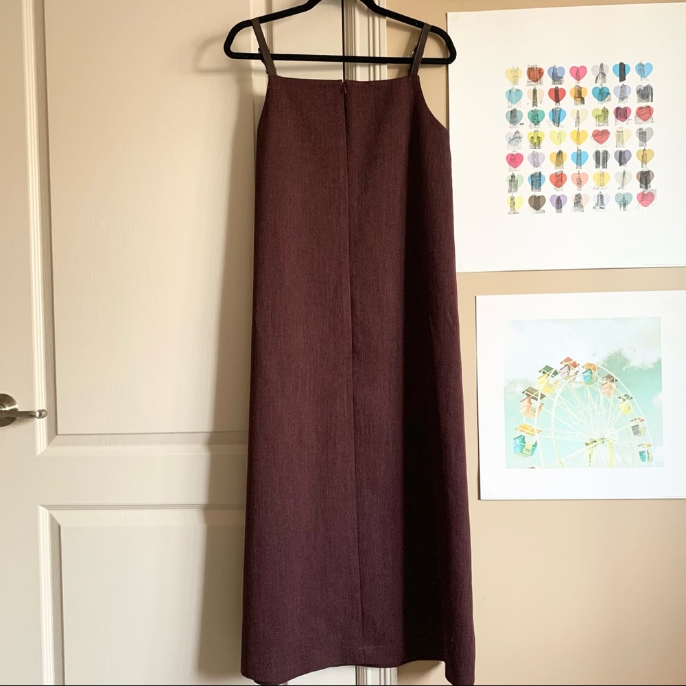 SOLD Vintage | Midi dress with faux leather straps